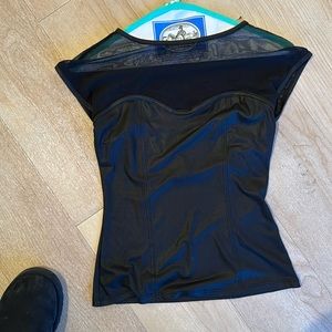 Bebe Top mesh and vegan leather